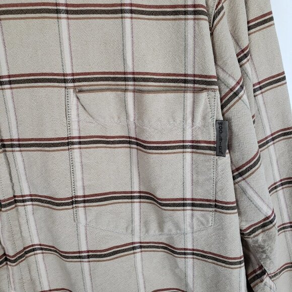 Woolrich Button Up Shirt British Tan Plaid Long Sleeve 3067 Mens Size Medium - Picture 3 of 7